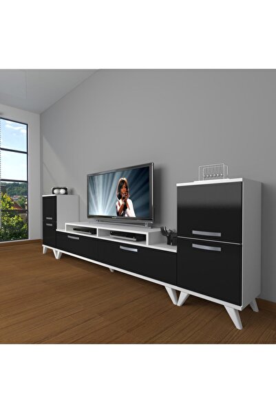 Decoraktiv Ekoflex On2 Slm Retro Tv Ünitesi Tv Sehpası - Beyaz - Siyah