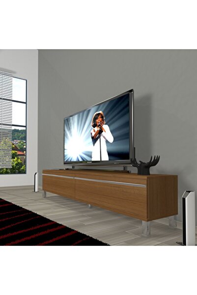 Decoraktiv Eko 140t Mdf Krom Ayaklı Tv Ünitesi Tv Sehpası - Naturel Ceviz
