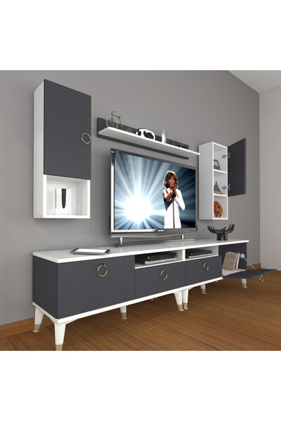 Decoraktiv Eko 5220da Mdf Gold Tv Ünitesi Tv Sehpası - Beyaz - Antrasit