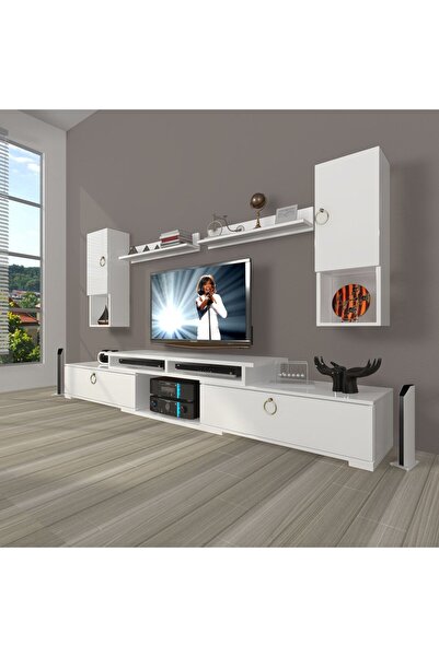 Decoraktiv Flex 5da130 Mdf Gold Tv Ünitesi Tv Sehpası - Parlak Beyaz
