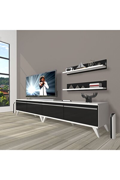 Decoraktiv Eko 220t Mdf Retro Tv Ünitesi Tv Sehpası - Beyaz - Siyah
