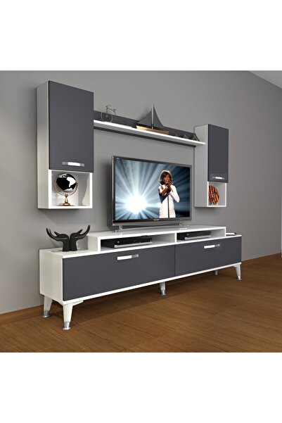 Decoraktiv Ekoflex 5da Mdf Silver Tv Ünitesi Tv Sehpası - Beyaz - Antrasit