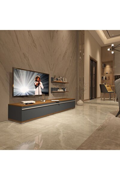 Decoraktiv Eko 4 Mdf Std Tv Ünitesi Tv Sehpası - Ceviz - Antrasit