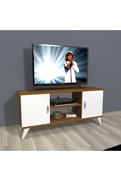 Decoraktiv Eko 120 Mdf Retro Tv Ünitesi Tv Sehpası - Ceviz - Beyaz