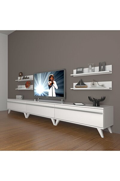 Decoraktiv Eko 270r Mdf Retro Tv Ünitesi Tv Sehpası - Parlak Beyaz