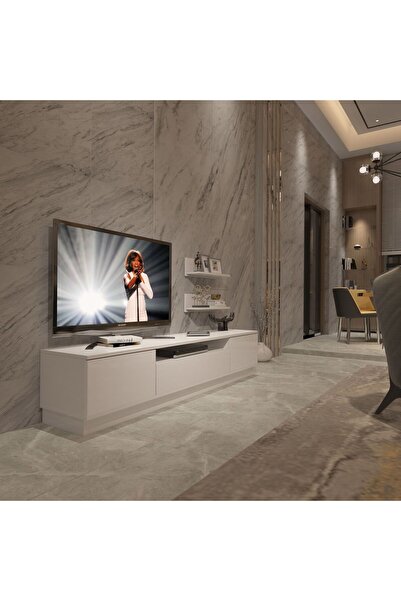 Decoraktiv Trendstyle 4s Mdf Tv Ünitesi Tv Sehpası - Parlak Beyaz
