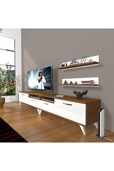 Decoraktiv Eko 220r Mdf Retro Tv Ünitesi Tv Sehpası - Ceviz - Beyaz