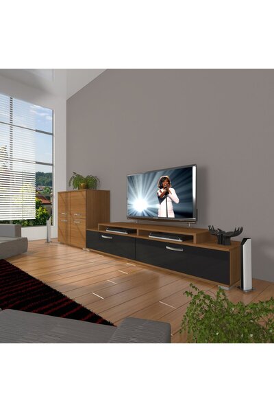 Decoraktiv Ekoflex On Slm Tv Ünitesi Tv Sehpası - Ceviz - Siyah