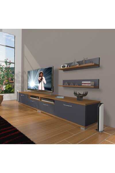 Decoraktiv Eko 220r Mdf Tv Ünitesi Tv Sehpası - Ceviz - Antrasit