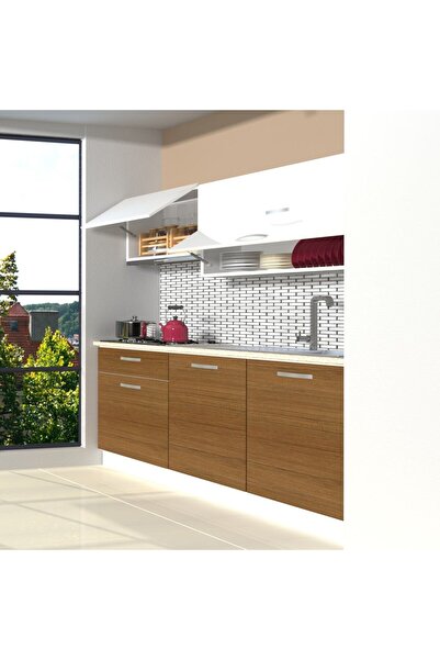 Decoraktiv Style 160 Mdf Hazır Mutfak Dolabı - Ceviz - Beyaz