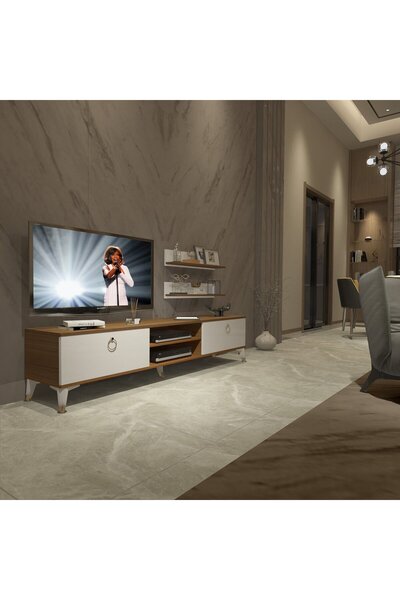 Decoraktiv Eko 4 Mdf Dvd Gold Tv Ünitesi Tv Sehpası - Ceviz - Beyaz