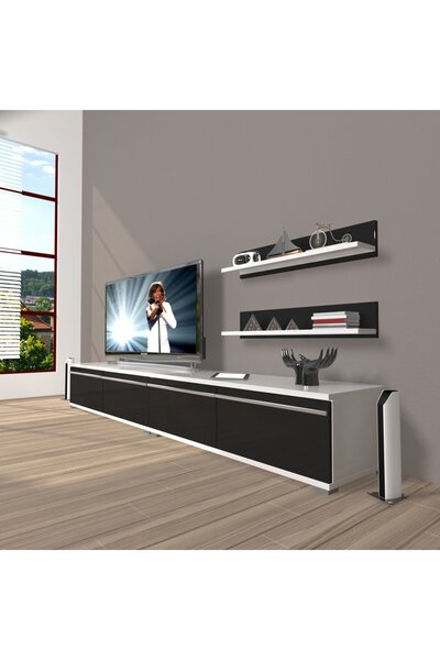 Decoraktiv Eko 200t Mdf Tv Ünitesi Tv Sehpası - Beyaz - Siyah