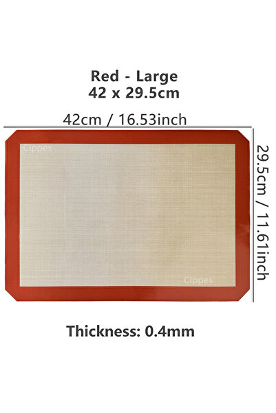 Choice حصيرة خبز سيليكون للفرن، مقاس 0.4 مم، حمراء، 42 × 29.5 سم، قطعة واحدة، رفيعة 0.4 مم، غير لاصقة، مقاومة للحرارة وقابلة لإعادة الاستخدام