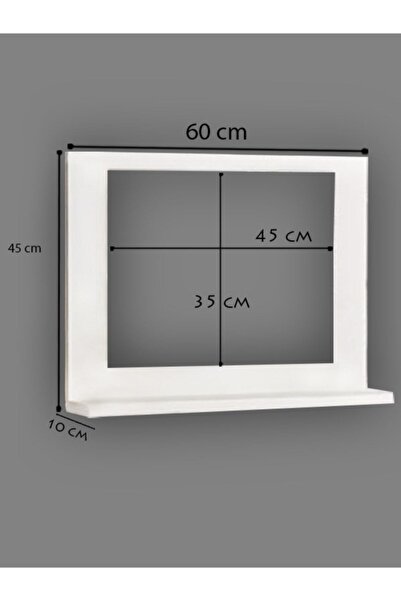 Ka-libra Raflı Lavabo Aynası , Ofis Hol Kolidor Dresuar Aynası Wc Banyo Düzenleyici Dolap60x45 Beyaz (%%MDF)