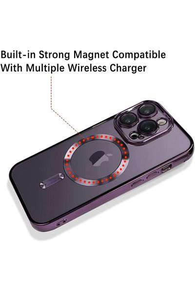 AWH Case for iPhone 14 Pro Max with Camera Lens Protector, MagSafe Compatible, Shockproof - Purple