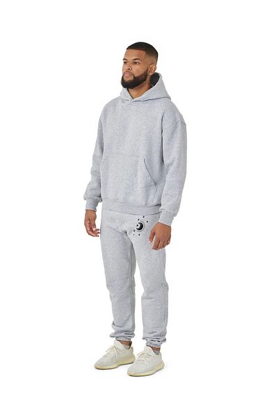 Frisson Compass Printed Oversize Tracksuit Set - Hooded Bottom and Top Set