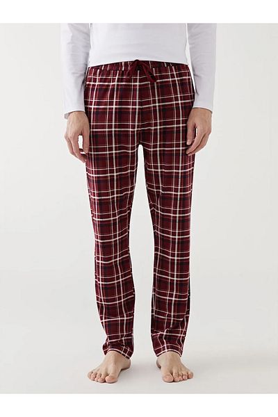 LC Waikiki Ανδρικό καρό πιτζάμες μπορντό Standard Fit