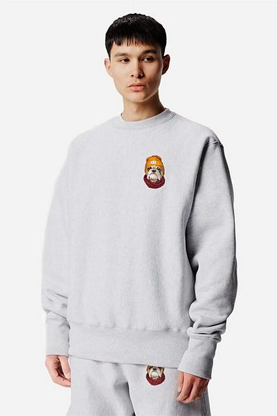 Frisson Men's Dog Printed Crew Neck Bottom Top Suit Oversize Tracksuit Set