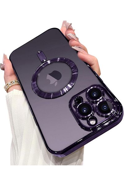 AWH Case for iPhone 14 Pro Max with Camera Lens Protector, MagSafe Compatible, Shockproof - Purple