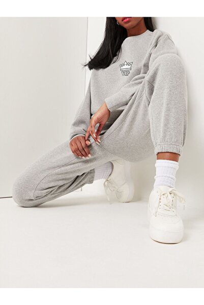 HOFFNUNG Vip Printed Crew Neck Bottom Top Set Oversize Tracksuit Set