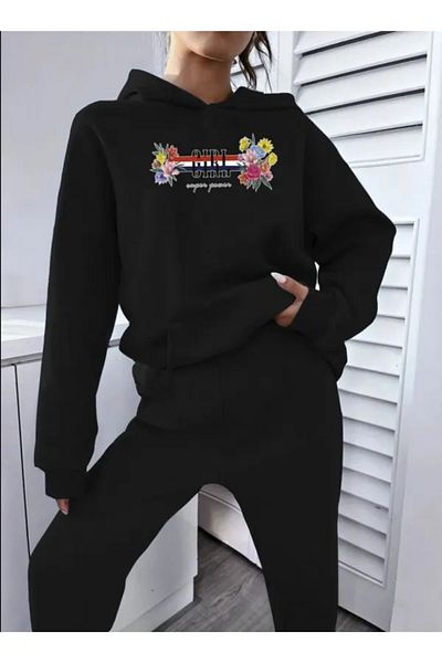 Frisson Girl Printed Tracksuit Set - Sweatshirt and Jogger