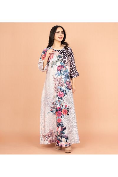 IKKXA Vibrant Floral Embellished Jalabiya