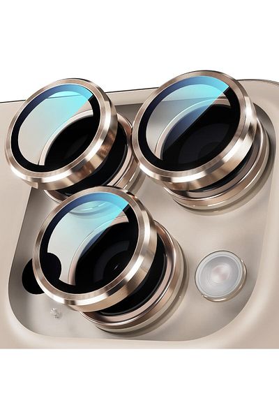 AWH iPhone16 Pro/Pro Max, Camera Lens Protector, 1Step Installation,Tempered Glass, Desert Titanium