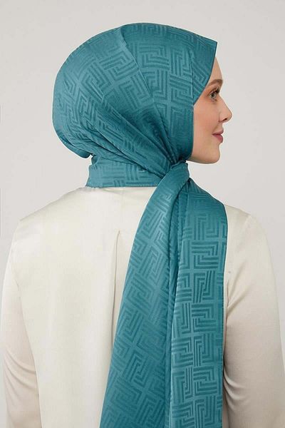 İpekhan Μπλε ζακάρ σάλι Levidor Water Green Maze Pattern