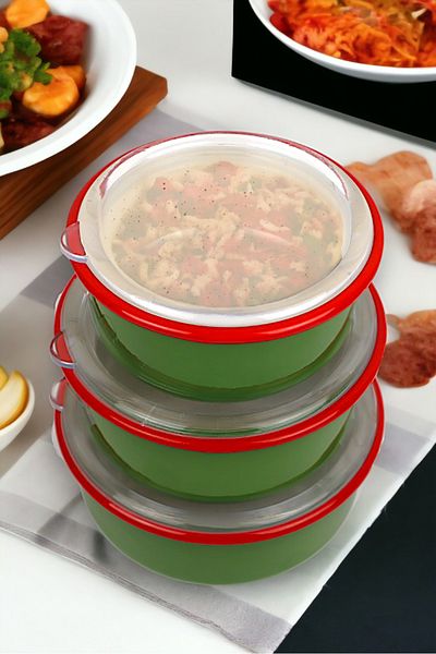 İnci Emaye No. 14 - 16 - 18 Enameled Storage Container Set of 3