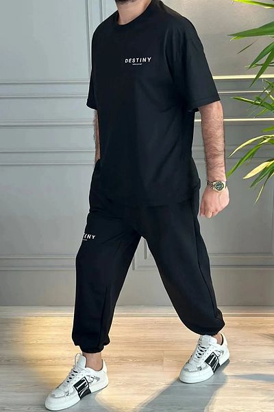 Frisson Printed Sweatpants and T-shirt Top and Bottom Tracksuit Set