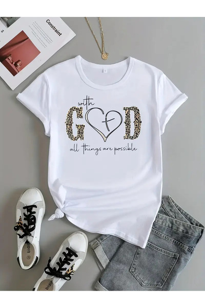 ARMHEM تي شيرت كبير الحجم برقبة دائرية مطبوع عليه God للجنسين