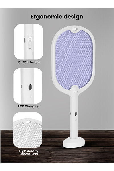 Olsenmark Electric Mosquito Swatter Insect Bat OMBK1873 Rechargeable, Long Life Battery 2 Years Warranty