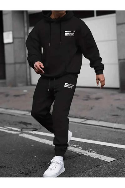 Frisson Oversize Hooded Tracksuit Set - Printed and Printed