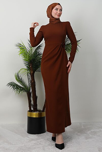 giz astore Sedef Güllü Elbise Kahve