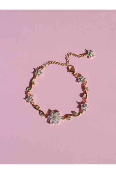 Reorah Collection Flower of Joy Bracelet-Zircon Stone Leaf Flower Bracelet