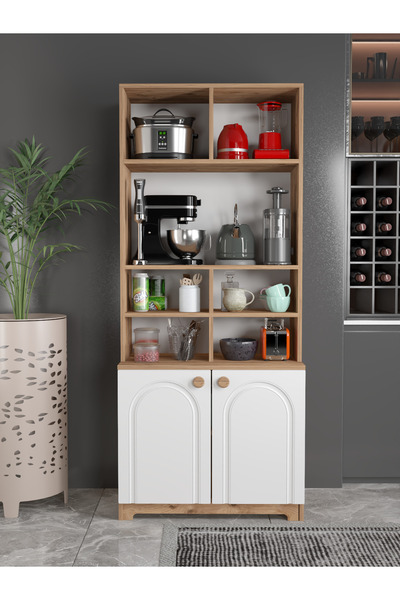 Platinreyon Bohem Tarz Şık Çok Amaçlı Kiler Mutfak Dolabı Beyaz