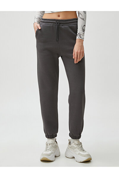 Koton Şardonlu Jogger Eşofman Altı Beli Lastikli Bağcıklı Cep Detaylı