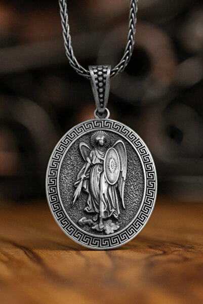 Pangea 925 Silver Kılıçlı Aziz Mikail Ve 925 Ayar Gümüş Kolye