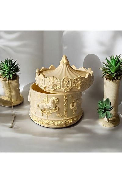 Home صندوق المجوهرات والمجوهرات 12x10 سم - منظم تصميم خاص على شكل دائري