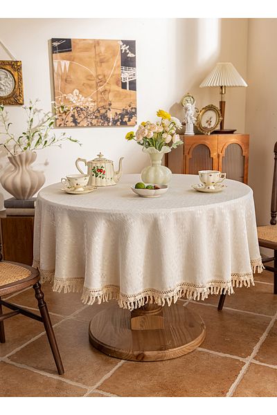 sharpdo Home Decoration Cotton Linen Tassel Tablecloth