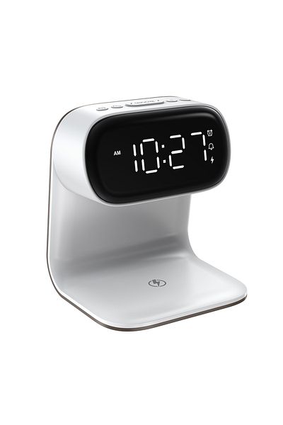 sharpdo LED Multi-Function 3-In-2 Night Light Alarm Clock with Wireless Charging