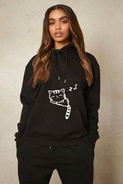 Prekarya design sweatshirt black cotton oversize printed