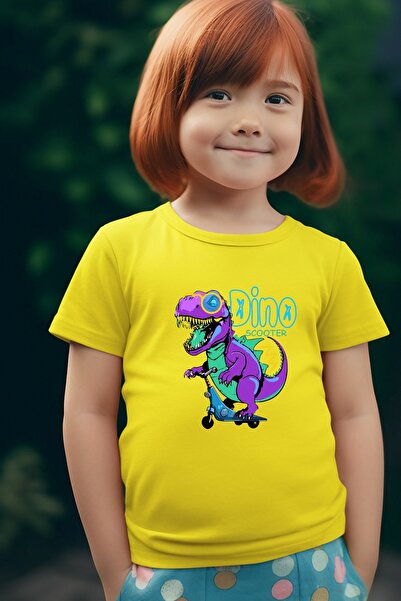 oneagılyazı تي شيرت كبير الحجم مطبوع عليه دينو للأطفال