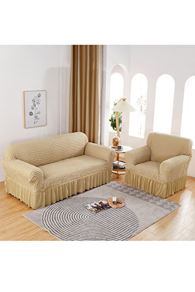sharpdo 4-Piece Couch Sofa Cover with Skirt, Durable Washable High Elastic Stretchable