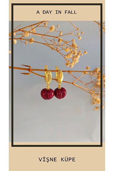 Kadriye Camcı Vişne Küpe - Kiraz Küpe - Cam Küpe