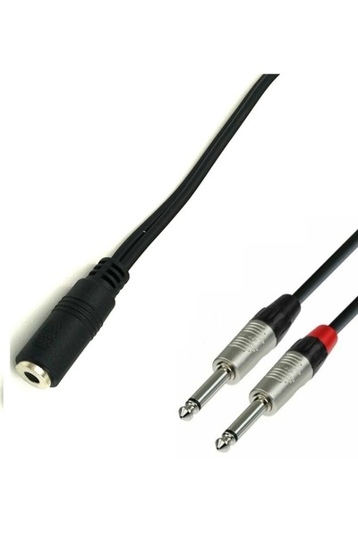 Mykablo 3.5 mm Stereo Dişi to 2x 6.3 mm Mono Erkek Çevirici Kablo 20 cm