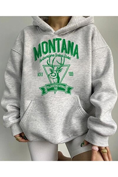 HOFFNUNG sweatshirt gray printed oversize cotton