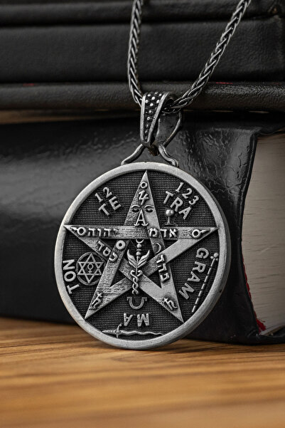 Pangea 925 Silver Tetragrammaton Yahudi Yıldızı 925 Ayar Gümüş Kolye