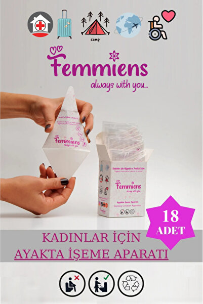 femmiens Kadınlar İçin Hijyenik Ayakta İşeme Aparatı Tek Kullanımlık Kadın Pi...