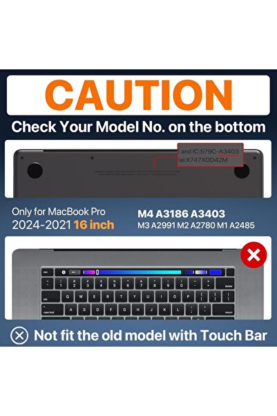 UnDePlus Apple Macbook Pro 16inç M3/m4/pro/max A3403 A3186 A2991 Uyumlu Kılıf Mat Ön Arka Kapak